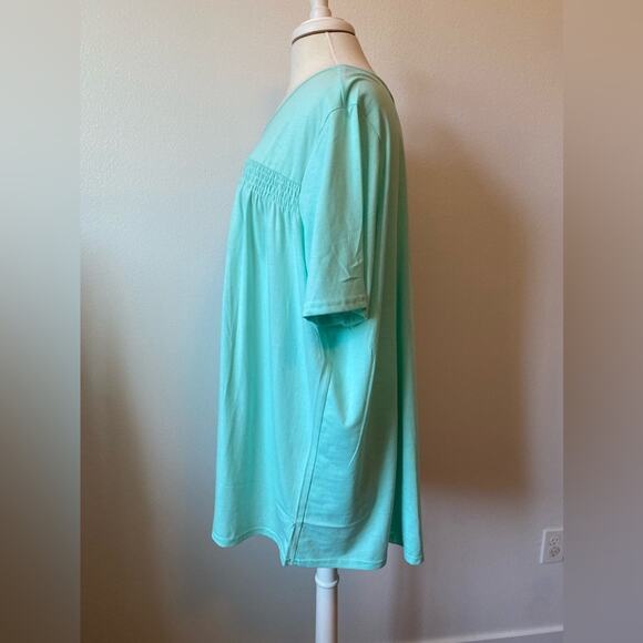 Anthony Richards NWOT Beachy Seaglass Feminine Smocked Casual Travel Tunic 3X - Picture 2 of 6
